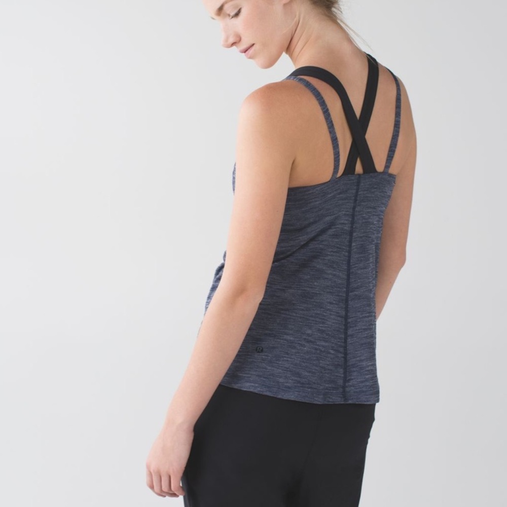Lululemon Run for Gold Tank Top in Heathered Deep Navy Blue